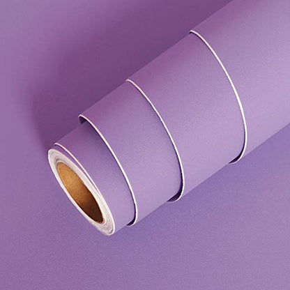 LaCheery Purple Wallpaper Lavender Wallpaper Stick and Peel Lilac Purple Contact Paper for Cabinets and Drawers Self Adhesive Textured Removable Bedroom Wall Paper Peel and Stick Modern Roll 15.8"x80" - color: Lilac Purple, size: 15.8" x 80"