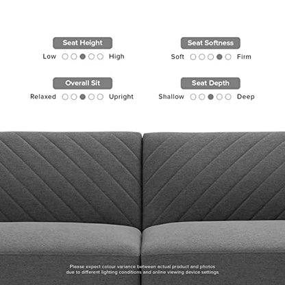 mopio 76.4" Futon Sofa Bed Chevron Styled, Sleeper Couch(Dark Gray Fabric) | Click-clack back drops for instant guest lodging; slim profile and retro legs suit apartments beautifully. - color: Dark Gray Fabric