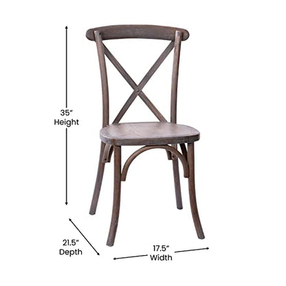 Merrick Lane Bardstown X-Back Bistro Style Wooden Dining Chair for Kitchens and Dining Rooms, High-Back Wood Stackable Kitchen Chair, Dark Driftwood - color: Dark Driftwood