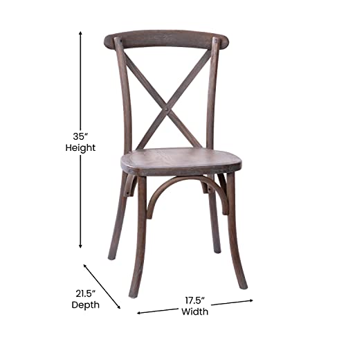 Merrick Lane Bardstown X-Back Bistro Style Wooden Dining Chair for Kitchens and Dining Rooms, High-Back Wood Stackable Kitchen Chair, Dark Driftwood - color: Dark Driftwood