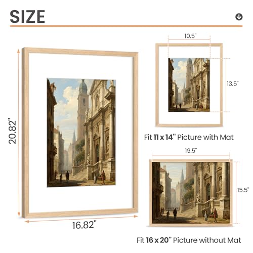 upsimples 16x20 Picture Frame Solid Wooden, Nursery Wall Frames Set of 3 | 100% Natural Solid Wood, Fit 11x14 with Mat and 16 x 20 Posters, For Kids Room, Gallery Wall Décor - size: 16X20