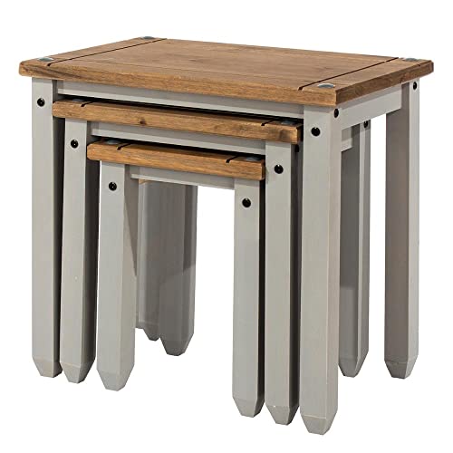 Wood Nest of 3 Tables Corona Gray - color: Grey