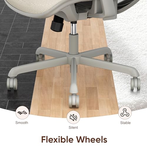 Mesh Office Chair,Ergonomic Computer Desk Chair,Sturdy Task Chair- Adjustable Lumbar Support & Armrests,Tilt Function,Comfort Wide Seat,Swivel Home Office Chair (Beige) - color: Beige