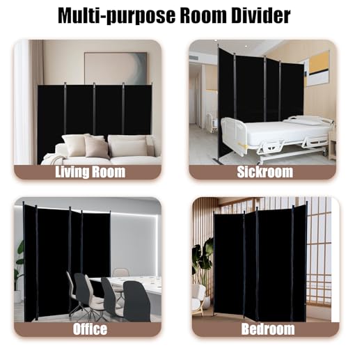 Room Divider-Folding Privacy Screens, 6 ft Partition Room Dividers Wall for Separation, Home, Office, Classroom, Studio (Black, 4 Panel) - color: Black, size: 4 Panel