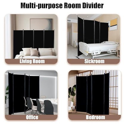 Room Divider-Folding Privacy Screens, 6 ft Partition Room Dividers Wall for Separation, Home, Office, Classroom, Studio (Black, 4 Panel) - color: Black, size: 4 Panel