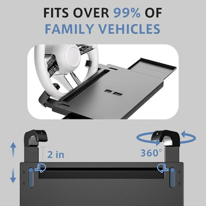 Steering Wheel Tray, Car Food Tray, Car Desk for Laptop, Multipurpose Car Table for Eating & Work, Adjustable Car Tray with Drawer and Anti-Slip Protective Adhesive - size: Steering Wheel Tray
