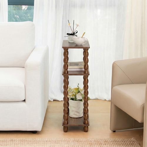 dreampossible Narrow Side Table 3-Tier, Skinny End Table with Solid Wood Legs for Small Spaces, Slim Console Table Nightstand for Living Room Bedroom Sofa Gap, Thin Bedside Table with Storage Shelf - size: Rectangle(7.9''x15.7''x24.7'')