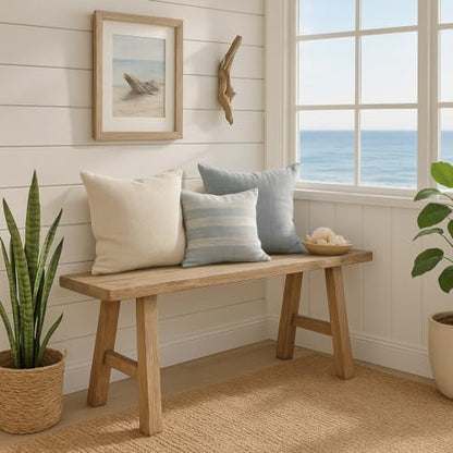 Artissance 43-Inch Elmwood Bench, Natural Wood Rectangular Rustic Bench for Entryway, Hallway, Living Room, and Dining Room - size: 20H x 43W x 10L
