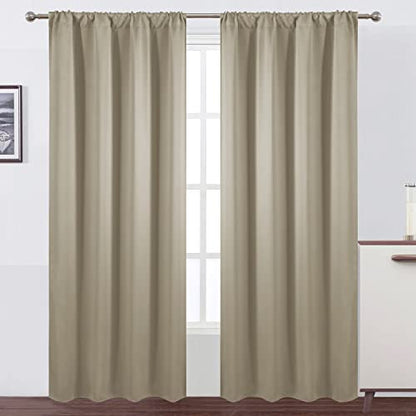 Blackout Curtains 42 x 84 inch/Beige Curtains Set of 2 Panels/Thermal Insulated Room Darkening Bedroom Curtains - color: Beige, size: 42"W x 84"L (Pack of 2)