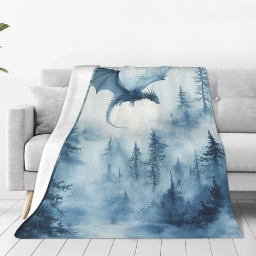Dragon Blanket Forest Dragons Decor Animal Print Throw Blanket Gifts for Girls Boys Super Warm Soft Plush Lightweight Fleece Flannel Winter Bedding Blankets for Kids Adults Women Men 80"X60" - color: Forest Dragon Blanket, size: 60"x80"