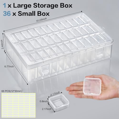 Bead Organizer Box, 36-Pcs Mini Clear Bead Storage with Lid, 1 Pack | Small Plastic Containers with Hinged Lid and Labels,for Jewelry Making, Diamond Painting, DIY Crafts, Screws, Nail Art, Seeds - color: 1 Pack