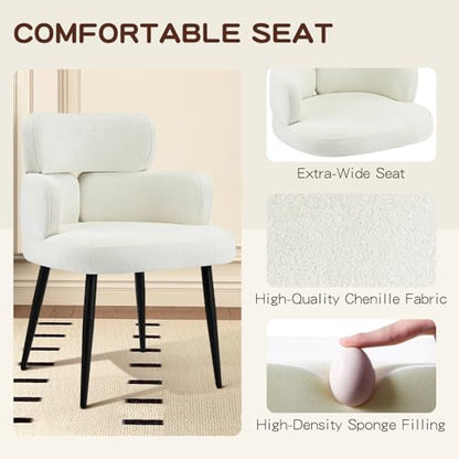 Accent Dining Chair with Arms,Set of 2 Modern Upholstered Side Chair with Soft Fabric Black Metal Legs, Comfy Spacious Seat & Back for Dining Room/Living Room/Bedroom, Beige - color: Beige, size: Set of 2