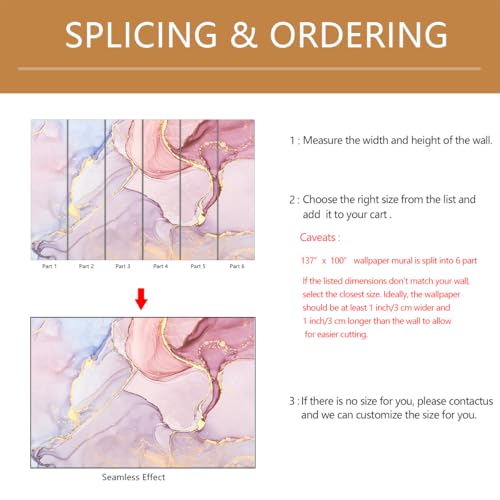 Pink Marble Wallpaper Mural Peel and Stick 137"x100" | Girls Room Bedroom - color: ZZ-019, size: 137" x 100"