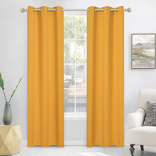 MYSKY HOME Grommet top Thermal Insulated Window Blackout Curtain for Girls Room, 42 x 72 Inch, Mustard Yellow, 1 Panel - color: Mustard Yellow, size: 42"W x 72"L (Pack of 1)
