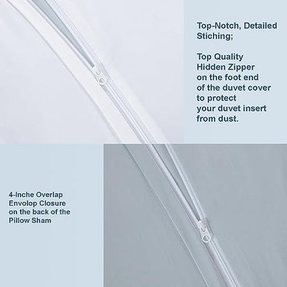 THE COTTON & SILK® 100% Long-Staple Cotton Duvet Cover - Twin Size | Misty Blue | 1 Duvet Cover Only | Soft, Breathable, Comfortable, Luxury | Sateen Weave | Genuine 300 TC - color: Misty Blue, size: Twin Cover Only (67" x 87")