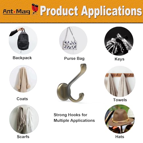Ant Mag Magnetic Hooks Heavy Duty 140LBS, Neodymium Wall Coat Hooks 4 Pack | Strong Magnet Hooks for Hanging Coats, Robes, Backpacks, Bags, Hats, Keys, Mugs, Cups, Towels, Bronze - color: Bronze, size: 4 Pack