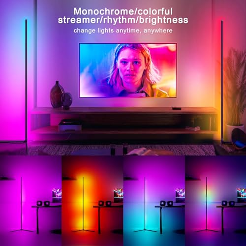 Tyute Corner Floor Lamp 2 Pack, LED Lamps with Remote, RGB Standing Lamp, LED Light Stick, Music Sync Dimmable Color Changing Ambient Light Bar for Bedroom, Living Room, Gaming Room, Party, Dorm - color: RGB-2PCS
