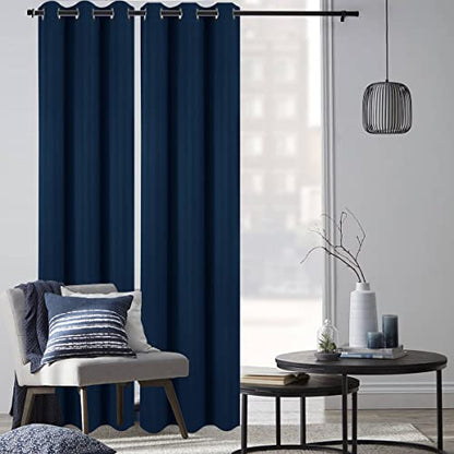 Diraysid Navy Blue Grommet Blackout Curtains for Bedroom Thermal Insulated Room Darkening Curtains Drapes, 38 x 84, 2 Panels - color: Navy Blue, size: 38"W x 84"L (Pack of 2)