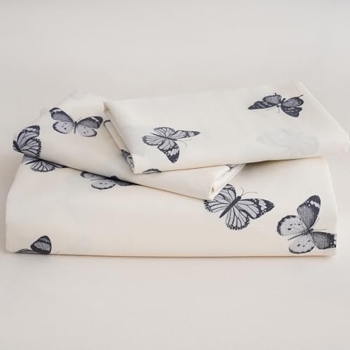 Butterfly Duvet Cover Set Queen Size 100% Cotton Duvet Cover 3 Pcs Cute Butterfly Printed Comforter Cover with Zipper Closure Soft and Lightweight Cotton Duvet Cover - color: Butterfly, size: Queen