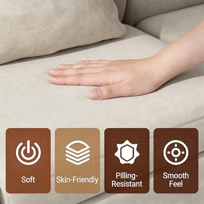 Miuuod Modern Sectional Sofa with 1 Storage Ottoman L Shape Modular Couch 3 Seat Convertible Sectional Couch Deep Seat Living Room High Resilience Cushions for Apartment Home Lounge Beige - color: Beige, style: 4 Seats（3 Seats with 1 Ottomans）