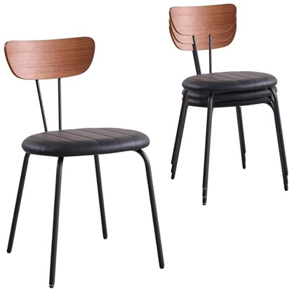 Stackable Guest Chairs Set of 4, Upholstered Waiting Room Chairs with Metal Legs for Reception, Breakroom, School, Meeting, Office - color: Deep Black, size: Set of 4
