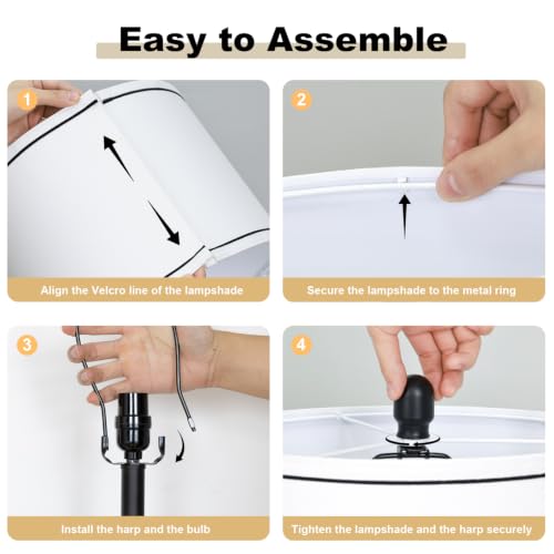 Industrial Table Lamps Set of 2, Modern Beside Lamp with USB A+C Charging Ports & AC Outlet, Rustic Nightstand Lamp with LED Night Light for Living Room Bedroom End Table Entryway Black Bulbs Included - color: Black-4