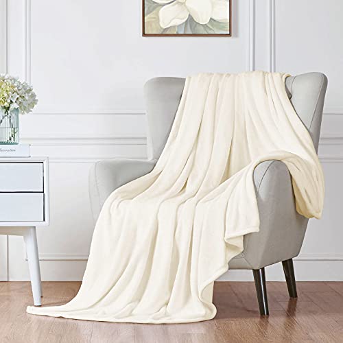 Walensee Fleece Blanket Plush Throw Fuzzy Lightweight (Queen Size 90x90 Cream) Super Soft Microfiber Flannel Blankets for Couch, Bed, Sofa Ultra Luxurious Warm and Cozy for All Seasons - color: Cream, size: 90"x90"
