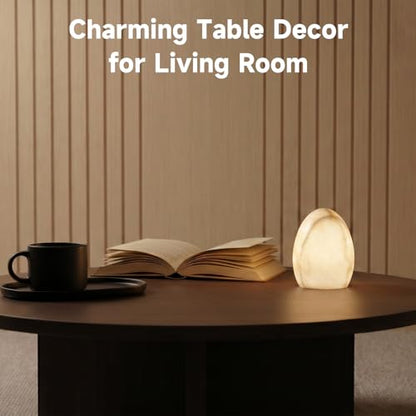 Marble Table Lamp, Tap Night Light, Dimmable Warm Ambient Light, Dinosaur Egg Shape