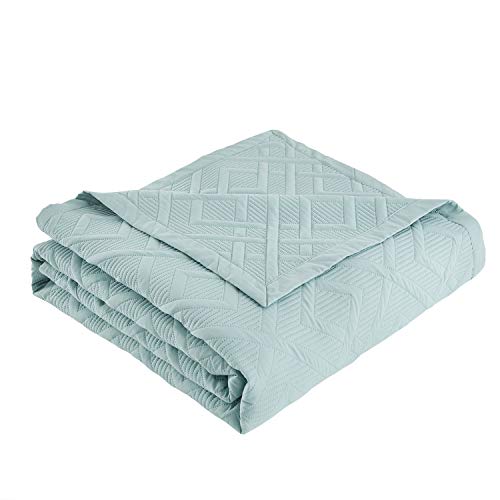 CHIXIN Quilt Queen Size - Geometric Pattern Bedspread Coverlet Set - Modern & Contemporary Style Bedding Cover, Ultrasonic Quilting, Reversible, Lightweight, 4 Piece, Seaglass - color: 1- Seaglass, size: Full/Queen(90"x92")