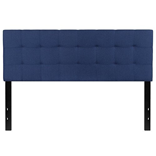 EMMA + OLIVER Navy Queen Quilted Tufted Headboard | Adjustable Bed Rail Slots, Fabric Upholstered - color: Navy, size: Queen