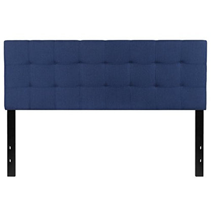 Quilted Tufted Upholstered Queen Size Headboard in Navy Fabric - color: Navy, size: Queen