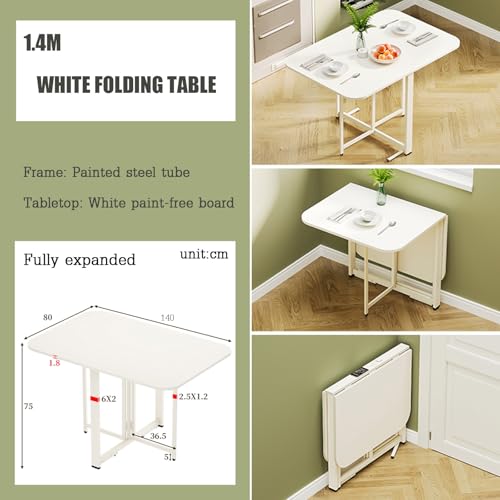 Space Saving Drop Leaf Table, Easy Movement, Compact Dining Table,Seats 2-6, Sturdy Wood Top, Sturdy Duty Drop Leaf Tables, Suitable for Kitchen, Dining Room, Studio(1.4m) - size: 1.4m