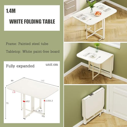 Space Saving Drop Leaf Table, Easy Movement, Compact Dining Table,Seats 2-6, Sturdy Wood Top, Sturdy Duty Drop Leaf Tables, Suitable for Kitchen, Dining Room, Studio(1.4m) - size: 1.4m