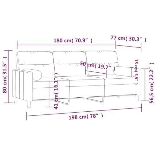 Modern 3-Seater Dark Grey Couch Sofa for Living Room, 78 in Linen-Like Polyester Upholstery, Matte Metal Frame Comfy Loveseat for Small Spaces, Apartment, Office - size: 30.3 x 78 x 31.5 in (W x L x H)