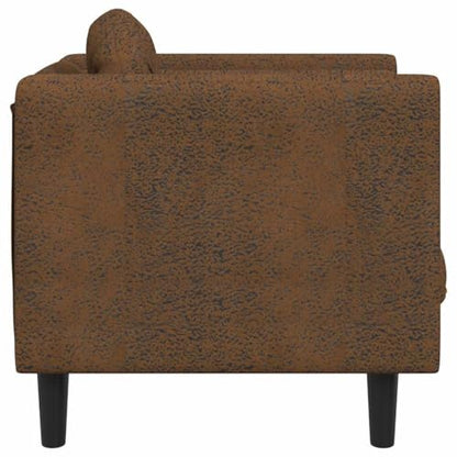 Brown Faux Suede Leather Armchair with Solid Wood Frame, Stain Resistant Upholstered Chair for Living Room Bedroom - color: Brown, size: 1 & Sofa