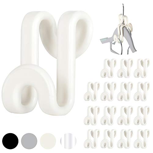 Mlici 60 Pc Space Saving Hanger Connector Hooks for Closet Organizer, White | Clothes Hanger Connector Hooks, Cascading for Closet Organizer, College Dorm Essentials, Easy to Use, Heavy Duty Up to 11 lbs - color: White