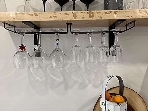 14-Inch Black Wine Glass Rack, Under Cabinet Wine Glass Holder Stainless Steel Stemware Rack - Hanging Stemware Holder for Cabinet Kitchen Bar, Set of 4 - color: Black, size: 14 Inch 4 Pack