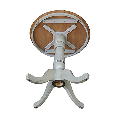 IC INTERNATIONAL CONCEPTS 30" Round Top Counter Height Pedestal Dining Table, 34.9" High, Distressed Hickory/Stone - color: Distressed Hickory-s
