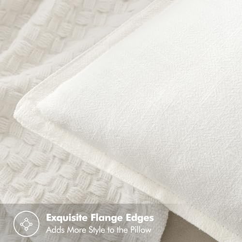 MIULEE Set of 2 Linen Pillow Covers 18x18 Inch Cream White | Boho Farmhouse Neutral Couch Throw Pillows for Bed, Pack of 2 Accent Modern Pillowcases, Sofa Livingroom Home Decor - color: Cream White, size: 18" x 18" (Pack of 2)