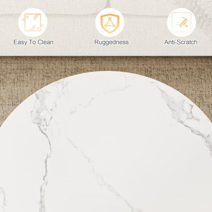 aboxoo Nesting Coffee Table Round Tables for Living Room,Faux Marble Round Accent Table with Gold Metal Frame,Modern Stackable End Table for Living Room Bedroom Small Space - color: White Marble & Gold