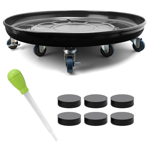 1 Pack 23 Inch Metal Plant Caddy With Lockable Wheels,Plant Stand Dolly for Heavy Planter,Wheeled Planter Saucer Tray,Rolling Plant Stand,Heavy-Duty Plant Caddy for Indoor and Outdoor(Black) - color: Black, size: 23 INCH 1PACK