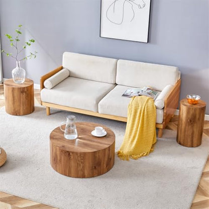 Round Coffee Table Set for 3, Modern Living Room Table Set, Wood Center Table Set, No Assembly Required - Ready to Use - color: 24'' Wood, size: 24'' Coffee Table Set of 3