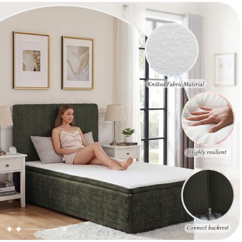 Full Compression Bed Boneless Bed Frame with Mattress and Headboard - color: Green, size: Full
