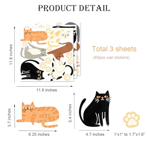YIMEHDAN Colorful Pet Cat Wall Decal- Lovely Cats Paw Wall Stickers | Cat Wall Decal Gift for Cats Lover, Removable Animal Artwork for Kids Bedroom Playroom Pet Shop Decor - style: cat