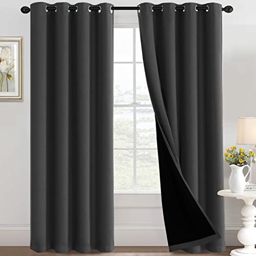 H.VERSAILTEX 100% Blackout Curtains for Bedroom Thermal Insulated Full Blackout Curtains for Living Room Energy Efficiency Window Drapes with Black Liners 1 Panel, 52x84 Inch, Charcoal Gray - color: Blackout Charcoal Gray, size: 52"W x 84"L (Pack of 1)