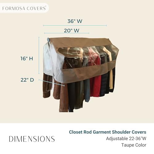 Garment Cover for Closet Rod and Portable Clothing Rack Shoulder Dust Cover - Protect Your Wardrobe in Style - Adjustable to fit 20" to 36" long - 6 Pack