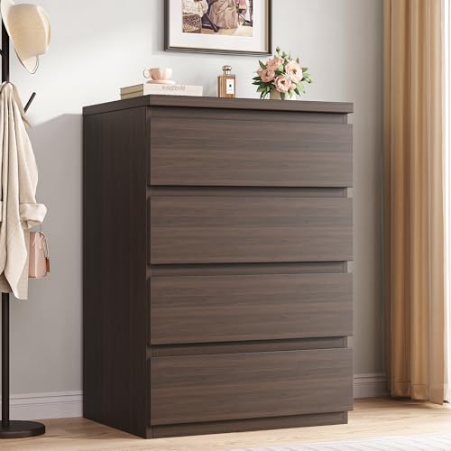 Jocoevol 4 Drawer Dresser for Bedroom, Brown Dresser Chest of Drawers - Large Wood Dressers TV Stand with Deep Drawers Dressers for Living Room, Hallway, Entryway - Brown - color: Retro Brown