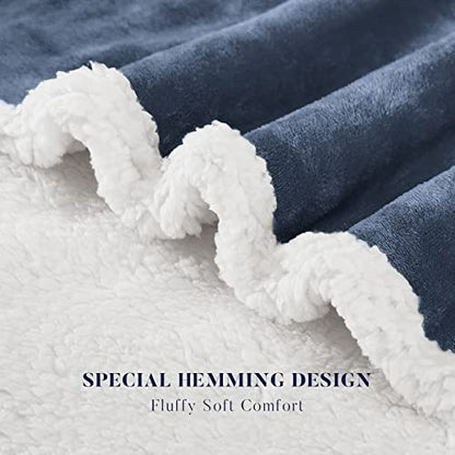 BEAUTEX Sherpa Fleece Twin Blankets Soft Fluffy Flannel Plush Cozy | Fuzzy Navy Cuddle Blanket for Couch, Bed, Sofa, Adults (60" x 80", Navy) - color: Navyblue, size: Twin-60"x80"
