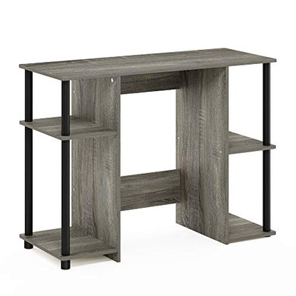 Furinno Jaya Computer Study Desk With Open Storage, French Oak Grey/Black | Side Shelves, Computer Study Desk, Office Desk, for Home Office, Bedroom, Dorm - color: French Oak/Black