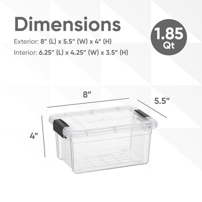 Superio Clear Storage Bins with Lids, Stackable Storage Box with Latches and Handles, Extra Small, 6 Pack 1.75 Quart - size: 1.85 Qt, style: 6 Pack